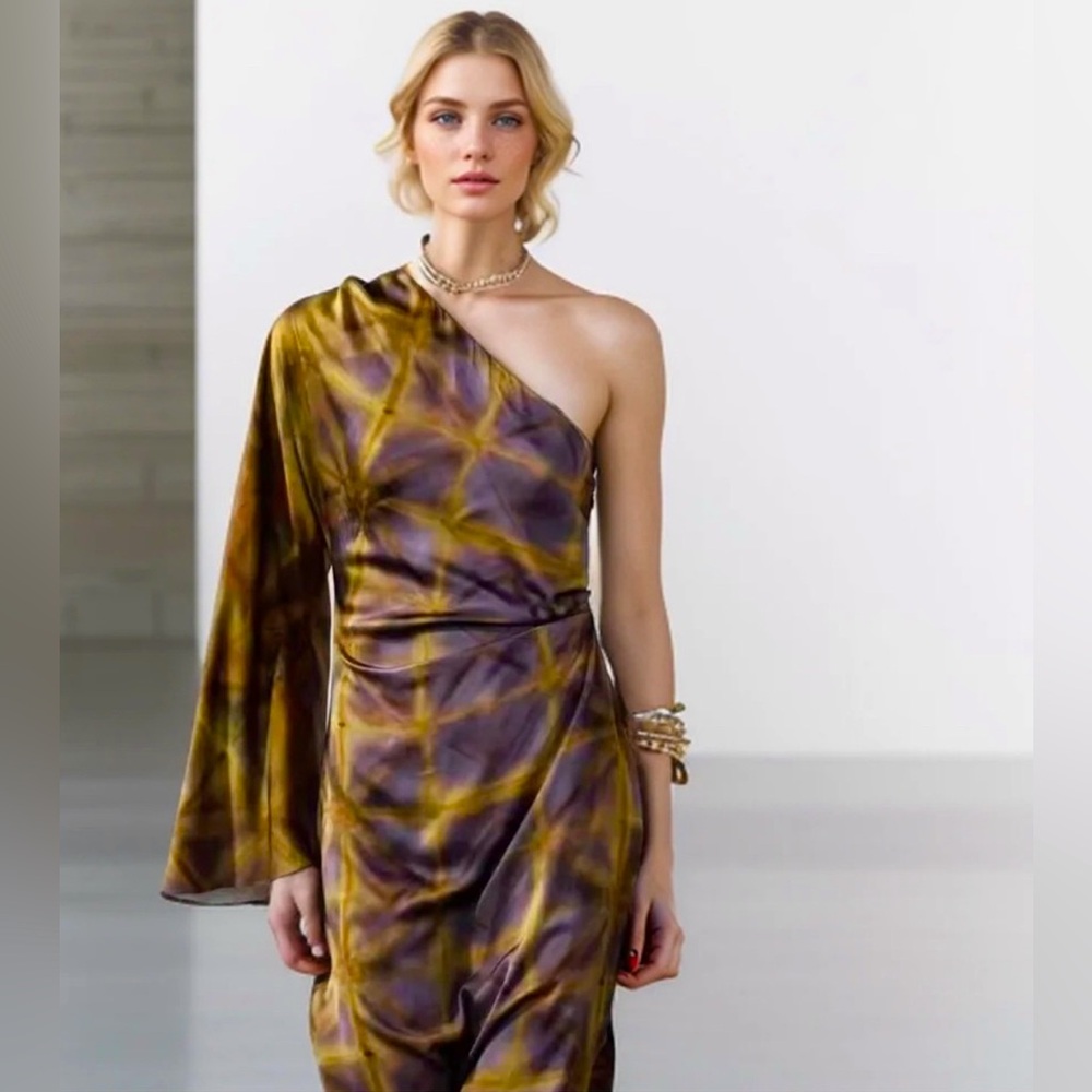 ZARA PRINTED ASYMMETRIC DRESS